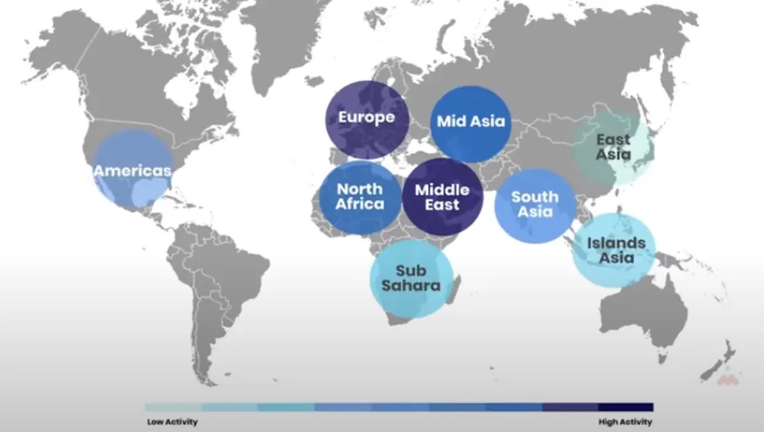 Heat map of MTM initiatives worldwide